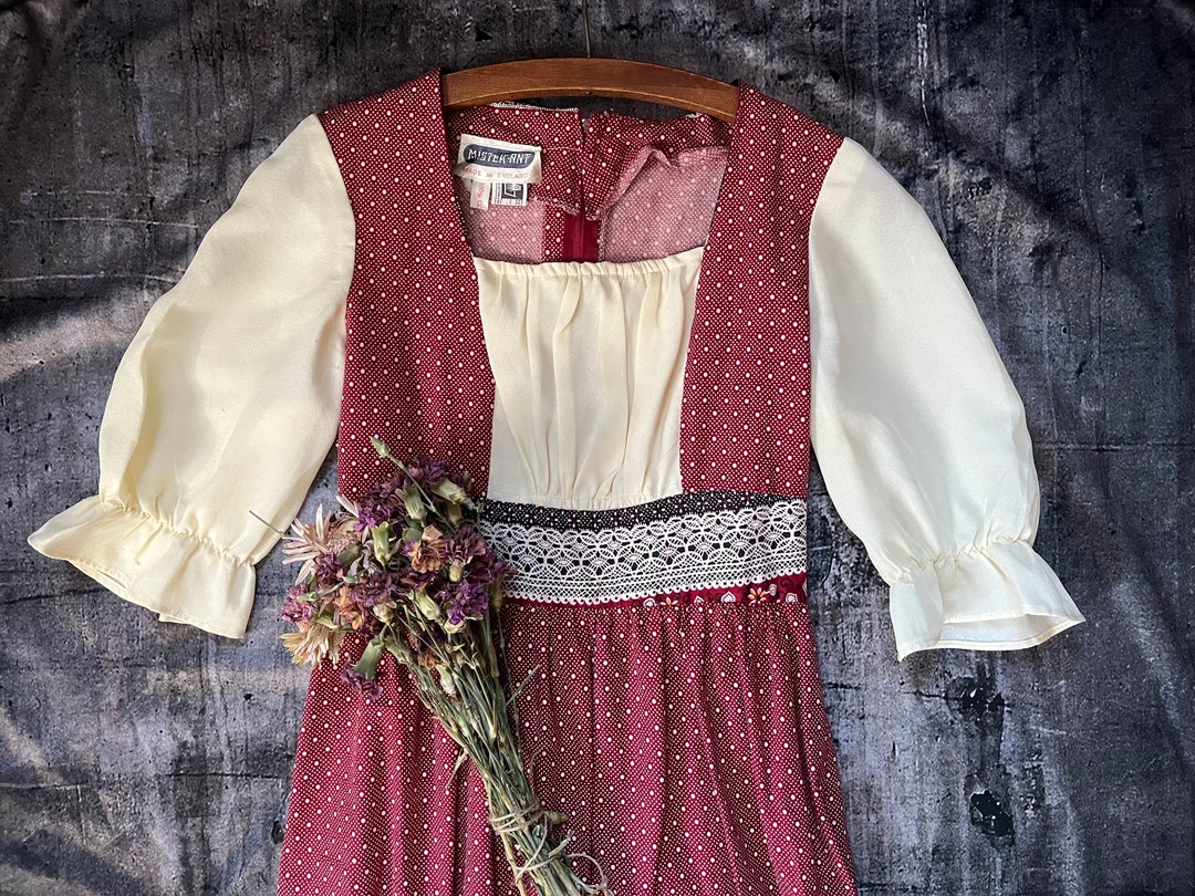 Vintage Mister Ant 1970s Prairie Dress 100% Cotton Maxi Length 