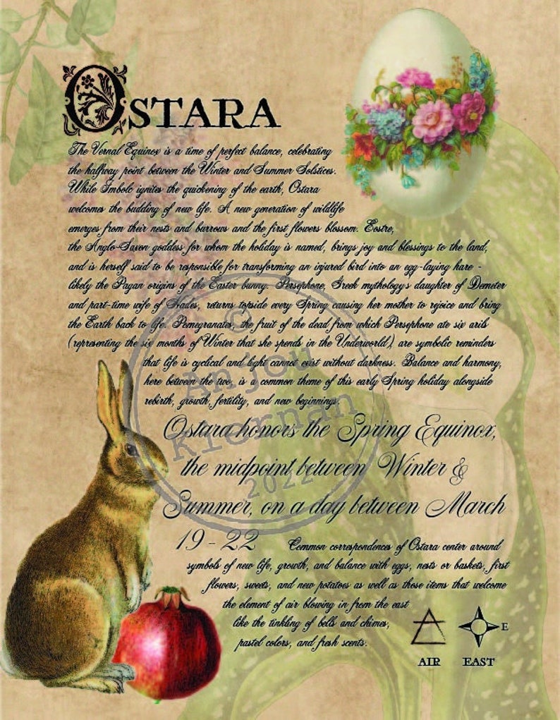 OSTARA Grimoire Page Printable PDF Digital Download for The Wheel of the Year Seasonal Magick, Witch Holidays, Book of Shadows image 1