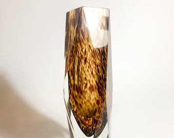 Geometric Vase in Spotted Murano Glass Attributed to Flavio Poli from the 1960s