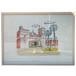 Lithograph &quot;The Cathedral of Monreale&quot; by Orfeo Tamburi Anni 70