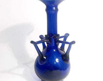 Blue Murano Glass Vase Attributed to the Toso Brothers, 1940s
