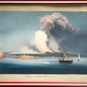 Pair of Vesuvius Eruption Paintings by Gouache 1800