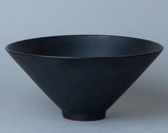 Large ceramic fruit bowl | Satin Black | handmade pottery