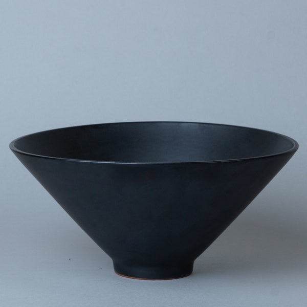 Large ceramic fruit bowl | Satin Black | handmade pottery