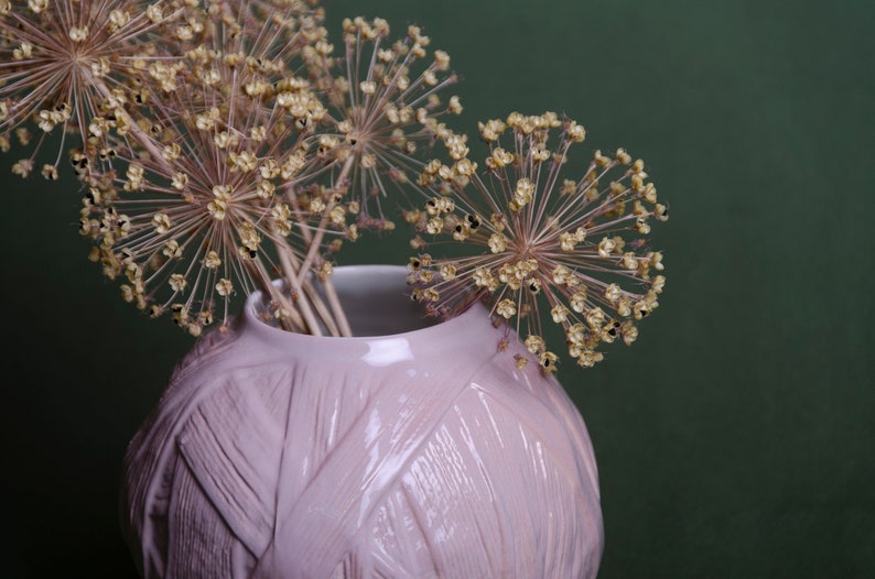 Vase à fleurs en céramique de forme ronde en fil de forme Décoration intérieure Poterie faite à la main image 5