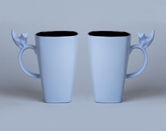 1pc Large ceramic cat mug 20 oz  | Sky Blue | Handmade Pottery |