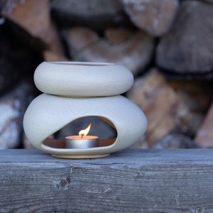 Handmade Ceramic oil burner for essential oils and wax melts | Sandy Beige