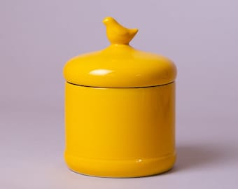 Handmade Ceramic candy jar | Yellow | Handmade Pottery