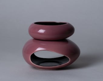 Handmade Ceramic oil burner for essential oils and wax melts | Bordo Glaze