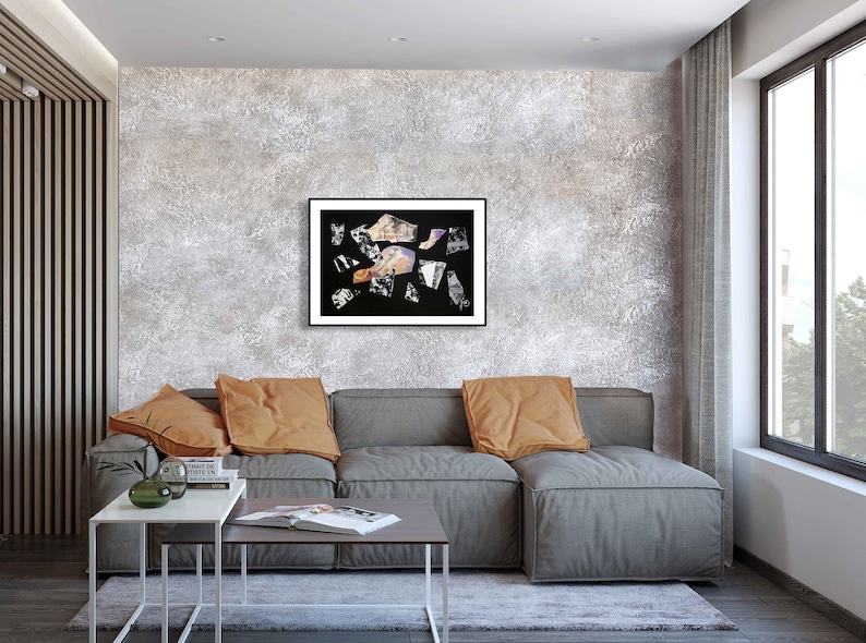 Abstract Dark Collage Abstract Wall Art Giclee Print for Home office Geometric Wall Art Decor Wall Art Minimalist Modern Black Wall Art