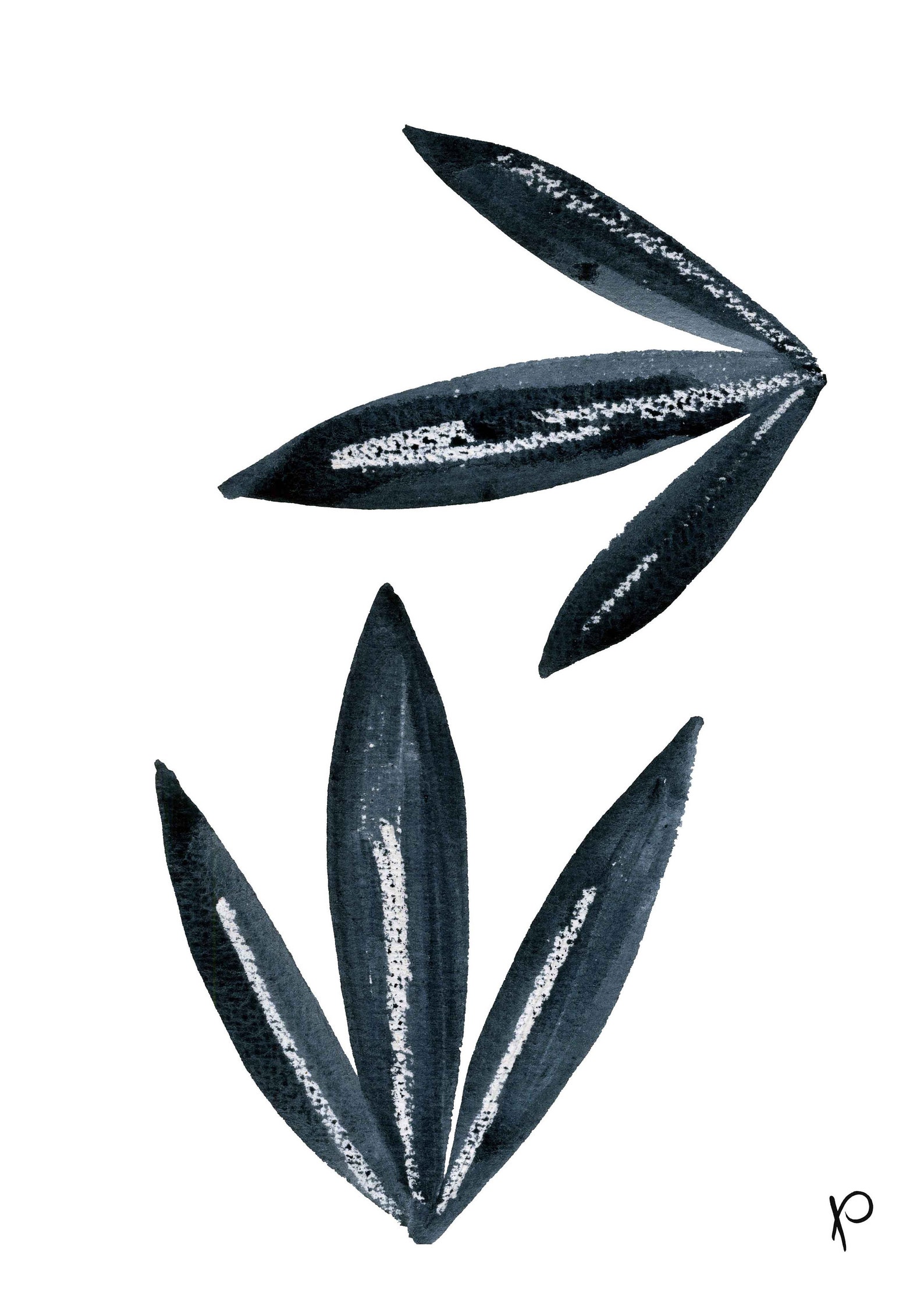 Dark Blue Wall Art Abstract Floral Print Art Prints Set of Etsy