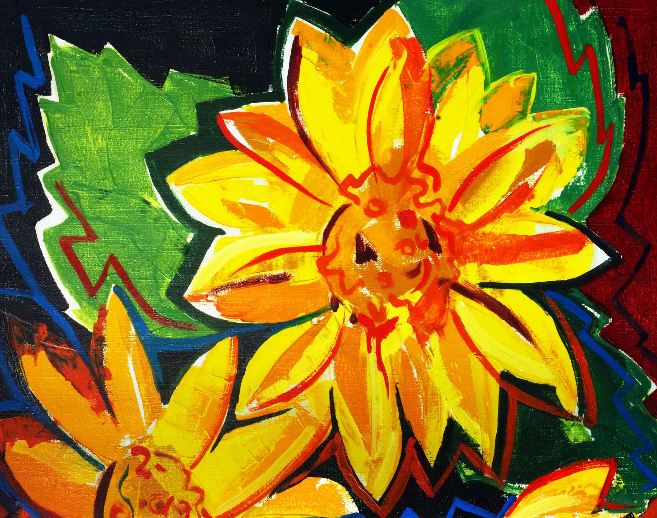 Large Abstract Canvas Art Sunflowers Wall Art Print of | Etsy