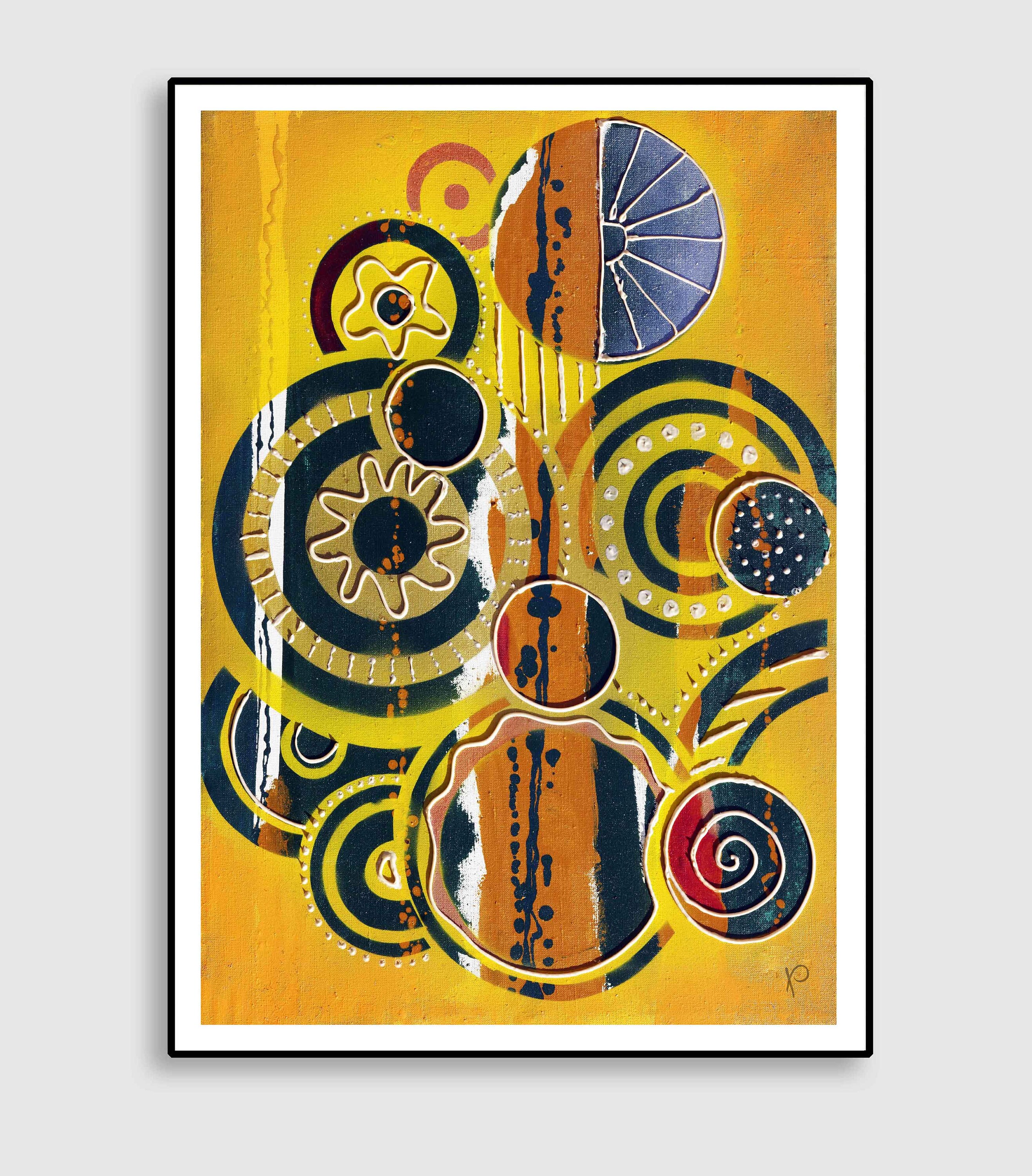 Contemporary art canvas Large Wall Art yellow red and blue art | Etsy