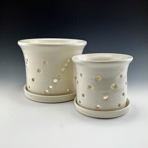 Orchid Pots in White,  Please contact seller for accurate shipping charges of mulitiple items, White Orchid Pot with Holes