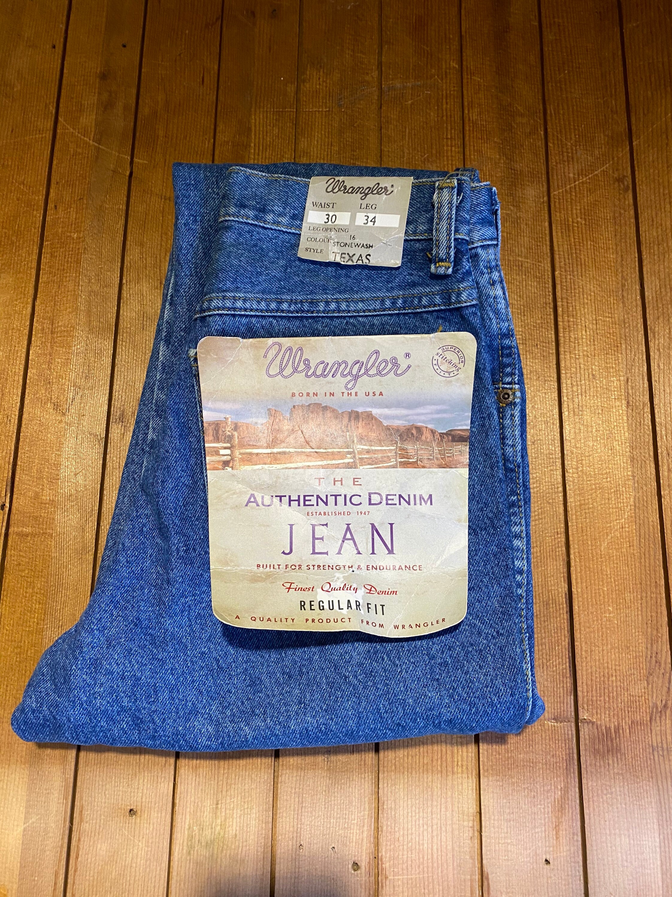 Image of 1980S Wrangler Western Vintage Blue Denim Straight Leg Trousers 30W 34L