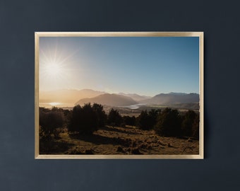 Print Wanaka, Nieuw-Zeeland: berglandschap Zuidereiland