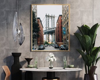 Impresión del puente de Brooklyn, fotografía de Nueva York, impresión de Nueva York, póster de Nueva York, póster del puente de Brooklyn, puente de Manhattan
