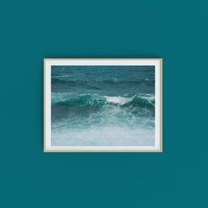 Teal Ocean Waves Print: Coastal Seascape Photography, Crete Greece