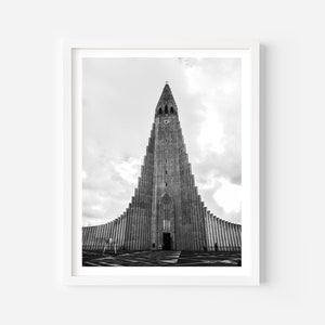Impresión de Hallgrimskirkja, impresión de Reykjavik, fotografía de Islandia, iglesia de Islandia, arte mural de Islandia, arte mural de viajes, impresión de Islandia