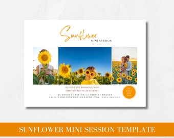 Sunflower Mini Session Template,Summer Mini Session,Mini Session Template,Photography Marketing Template