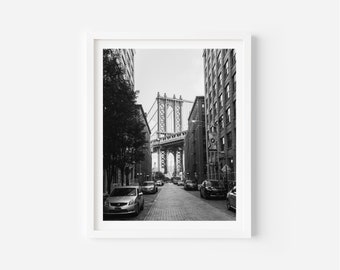 Impresión del puente de Brooklyn, fotografía de Nueva York, impresión de Nueva York, arte mural del puente de Brooklyn, arte mural de Nueva York, puente de Manhattan, decoración de pared