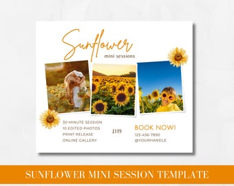 Sunflower Mini Session Template,Summer Mini Session,Mini Session Template,Photography Marketing Template