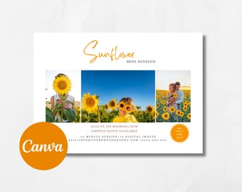 Sunflower Mini Session Template,Summer Mini Session,Mini Session Template,Photography Marketing Template