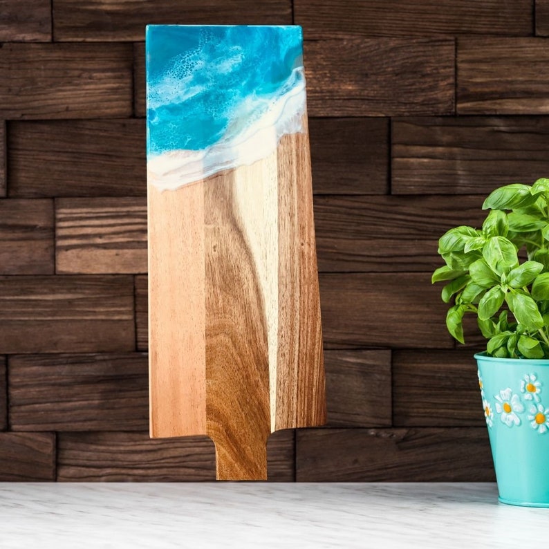Ocean Epoxy Resin Bamboo Long Cutting Board/ Serving Board Etsy Canada