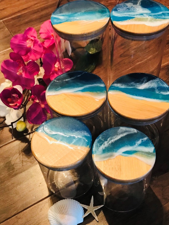 Beach Canisters Coastal Containers Coastal Decor Ocean Etsy