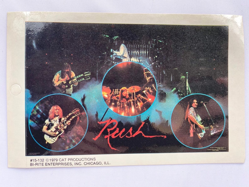 Vintage 80s Rush Band Mini Poster Bumper Sticker Original Collectible Music Gift NOS Never Used Neil Peart Geddy Lee