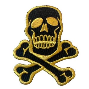 Skull and Crossbones Patch Black and Gold Punk Rock Quality - Etsy