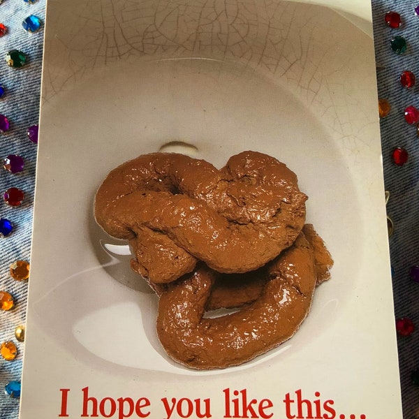 Poop OH SHIT Card 80s Vintage Bad Taste Christmas POOP Humor Joke Shitty Present Holiday Greeting Card Feces Unused Never Used Gift