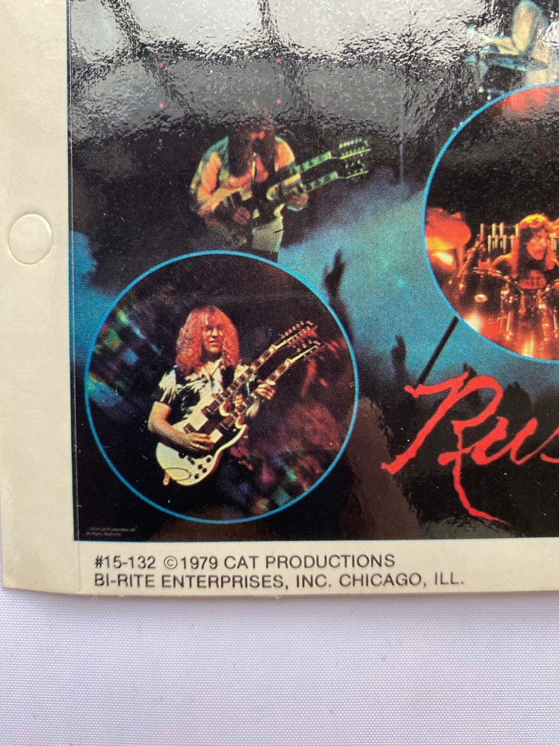 Vintage 80s Rush Band Mini Poster Bumper Sticker Original Collectible Music Gift NOS Never Used Neil Peart Geddy Lee