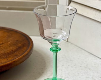 Delicate Aperitif Glass // Green Stemware // Vintage Cordial Glass // Mid Century Modern