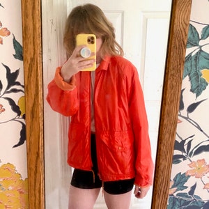 Vintage 90s Champion Windbreaker: Bright Orange Lined Zip-Up Jacket
