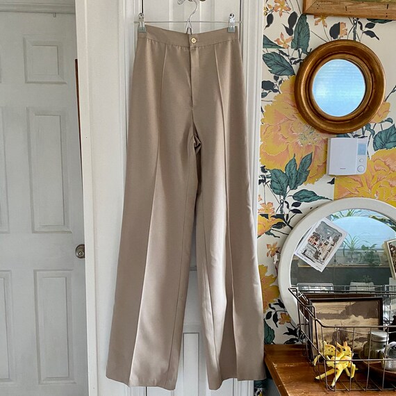 Tan Happy Legs Trousers // Vintage 70s // Wide Le… - image 3