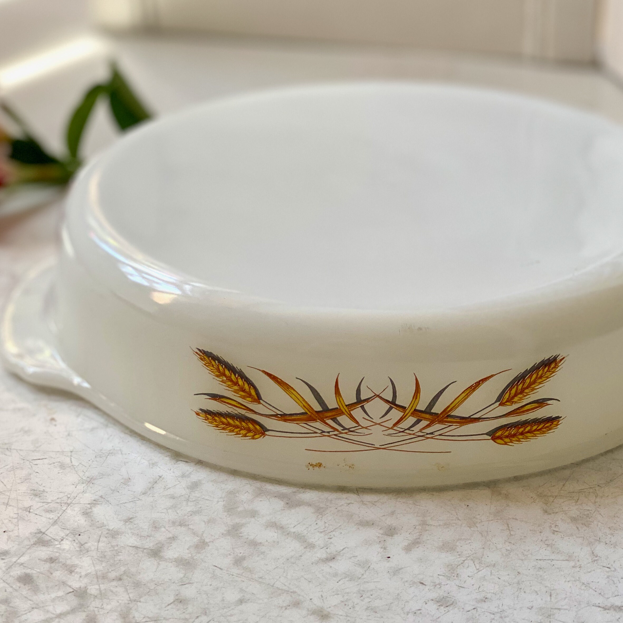 Fire King Sheaves of Wheat // Round Casserole Dish // Oven Etsy