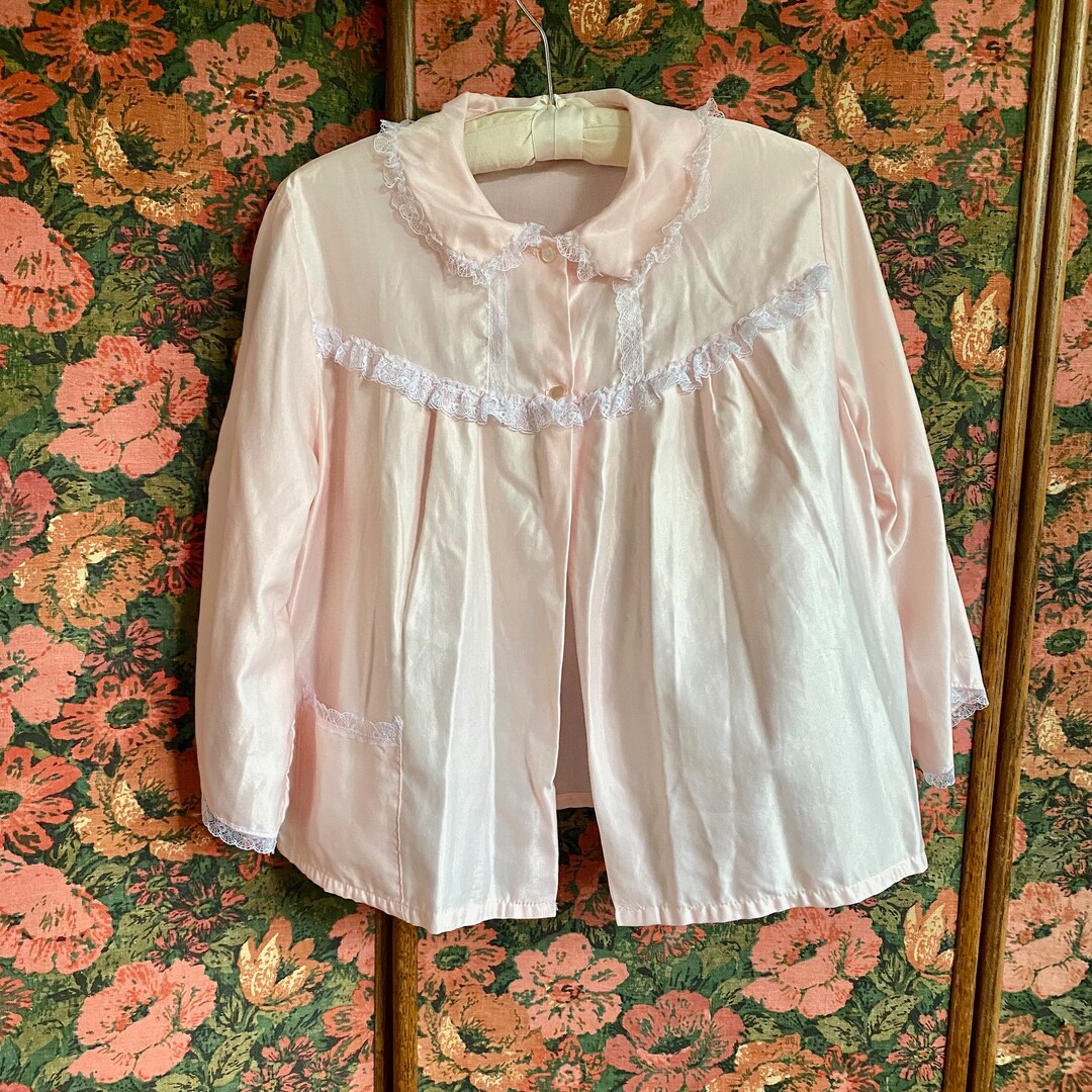 Pink Satin Bed Jacket // Vintage Lingerie // Vintage Pajamas Etsy