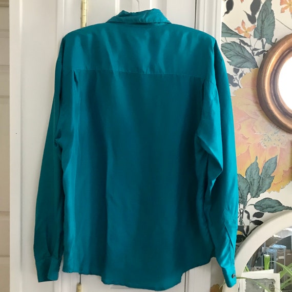 Russ Classic Teal Blouse// Vintage 80s-90s// 100%… - image 8