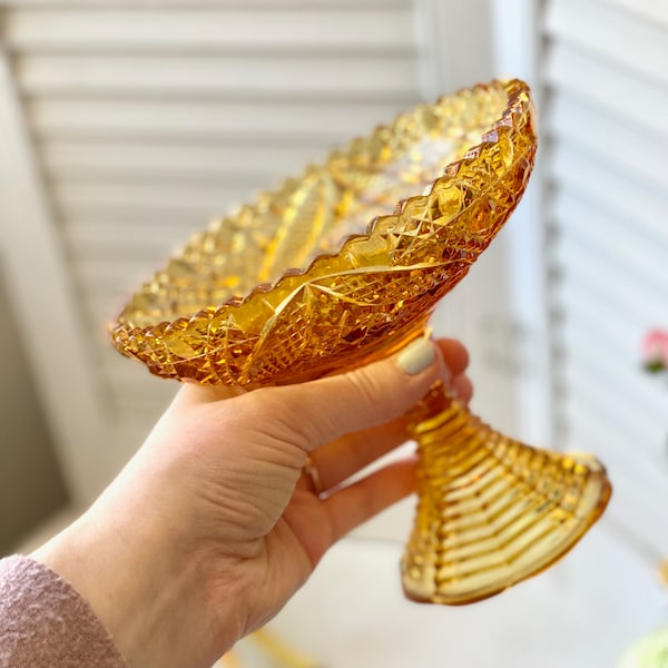 Amber Glass Candy Dish or Catchall // Jewelry Tray // Mid Century Modern // Plant Stand // Vintage 60s