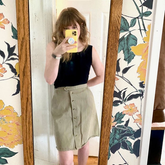 Green Khaki Cherokee Skirt // Vintage 90s // Cott… - image 1