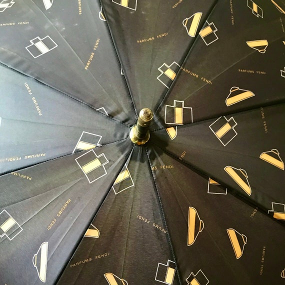 Fendi Umbrella with Curved Handle// Gold Accent//