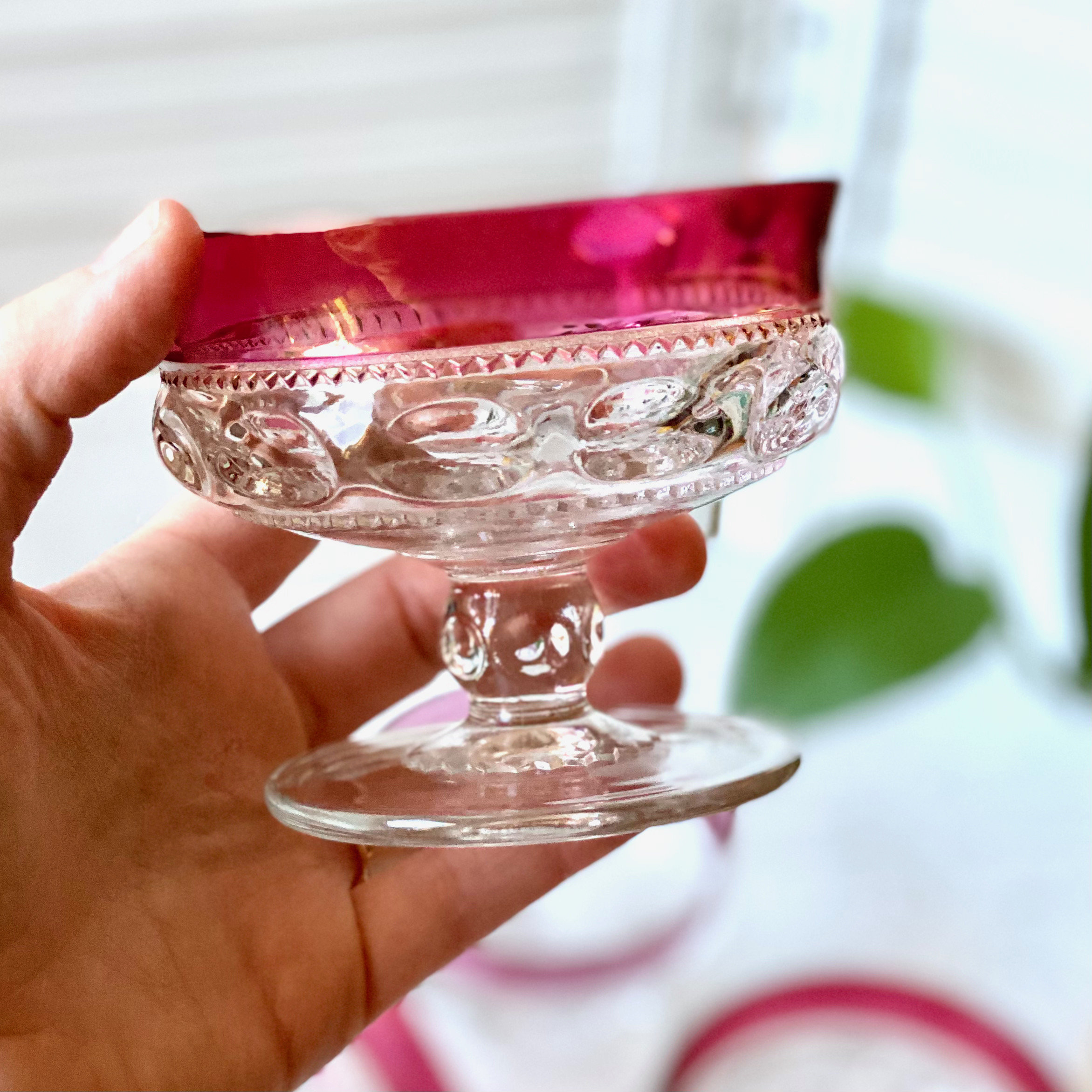 Tiffin/Franciscan King's Crown Cranberry Sherbet Bowls or Short Champagne 