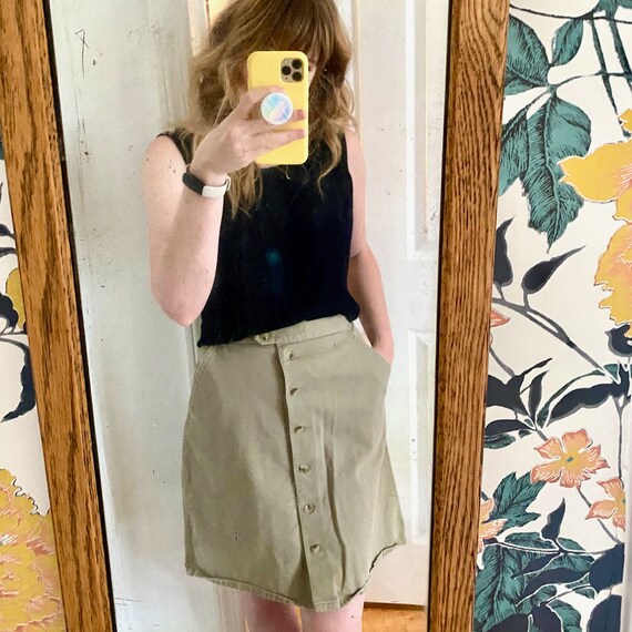 Green Khaki Cherokee Skirt // Vintage 90s // Cott… - image 2