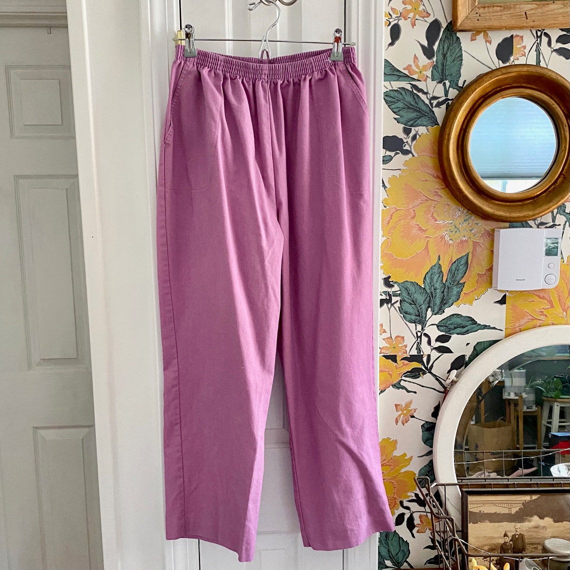 Lavender Elastic Waist Trousers With Pockets // High Rise // - Etsy UK