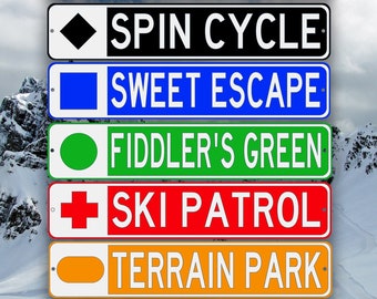 Custom Replica Ski Run Signs - Any Colour, Embossed Text