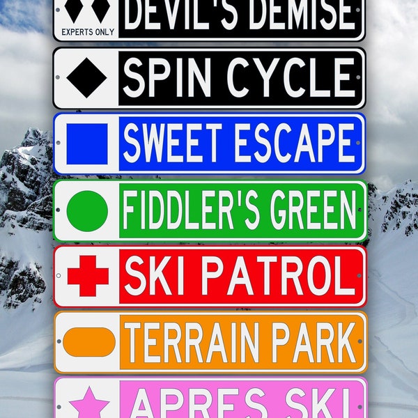 Custom Replica Ski Run Signs - Any Colour, Embossed Text