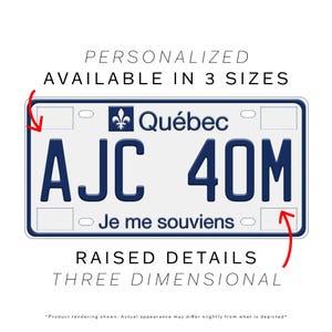 Replica Quebec License Plates - Embossed Text, Ultra Realistic
