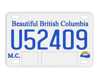 Réplique des plaques d'immatriculation de moto de la Colombie-Britannique