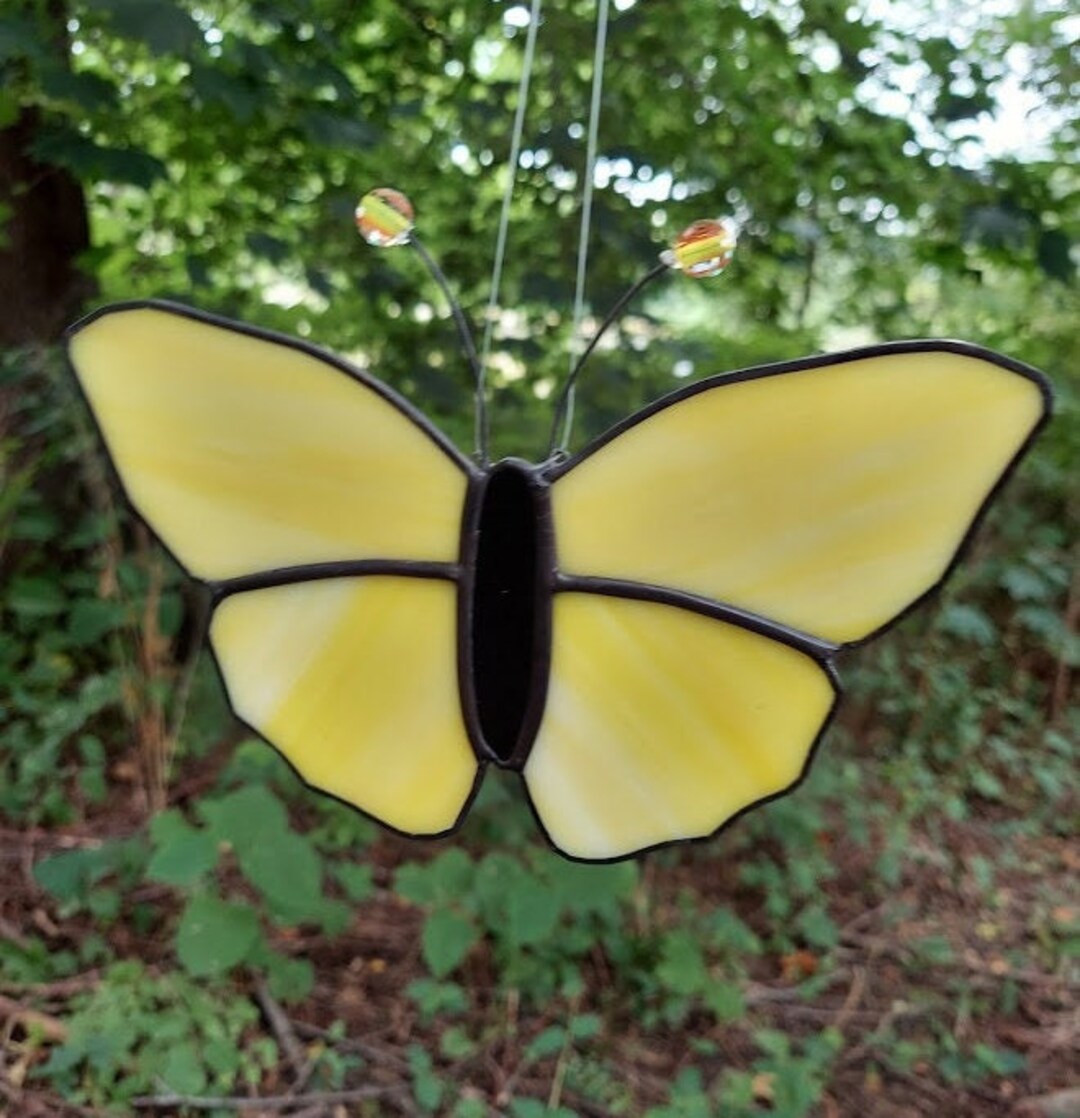 Yellow Butterfly With Beaded Antenna Etsy